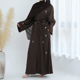 Solid Color Beaded Abaya Cardigan